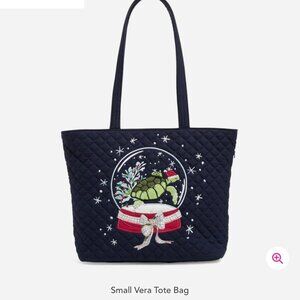 Vera Bradley Small Vera Tote Bag Santa Turtle Christmas Holiday NWT